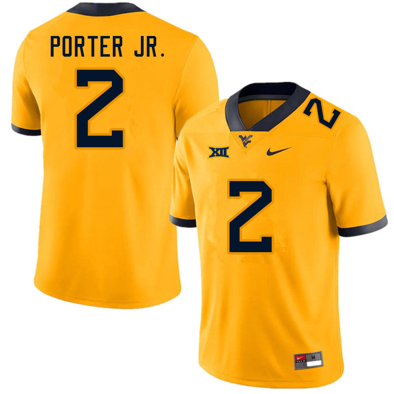 Men #2 Daryl Porter Jr. West Virginia Mountaineers College Football Jerseys Sale-Gold - Click Image to Close